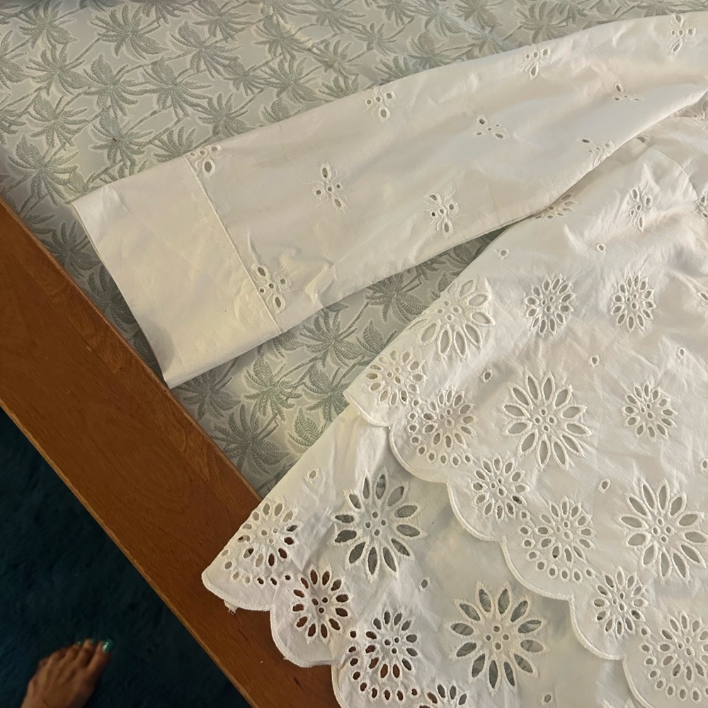 J.crew White Eyelet Lace Long Sleeve Top 00p NWT - Picture 5 of 11